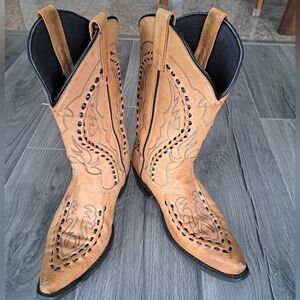 LAREDO Laramie Leather Block Heel Cowboy Western Boots lined 68432 Men's 8D